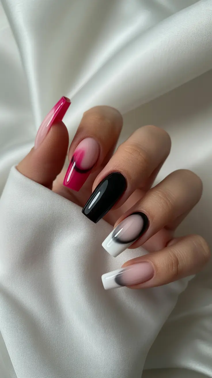 dark winter nail colors 2025 Smoky Ombré Drama