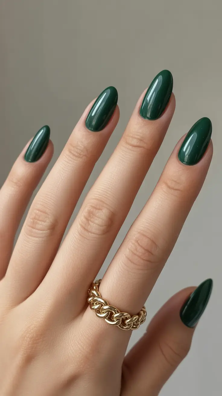 dark winter nail colors 2025 Emerald Velvet Glow