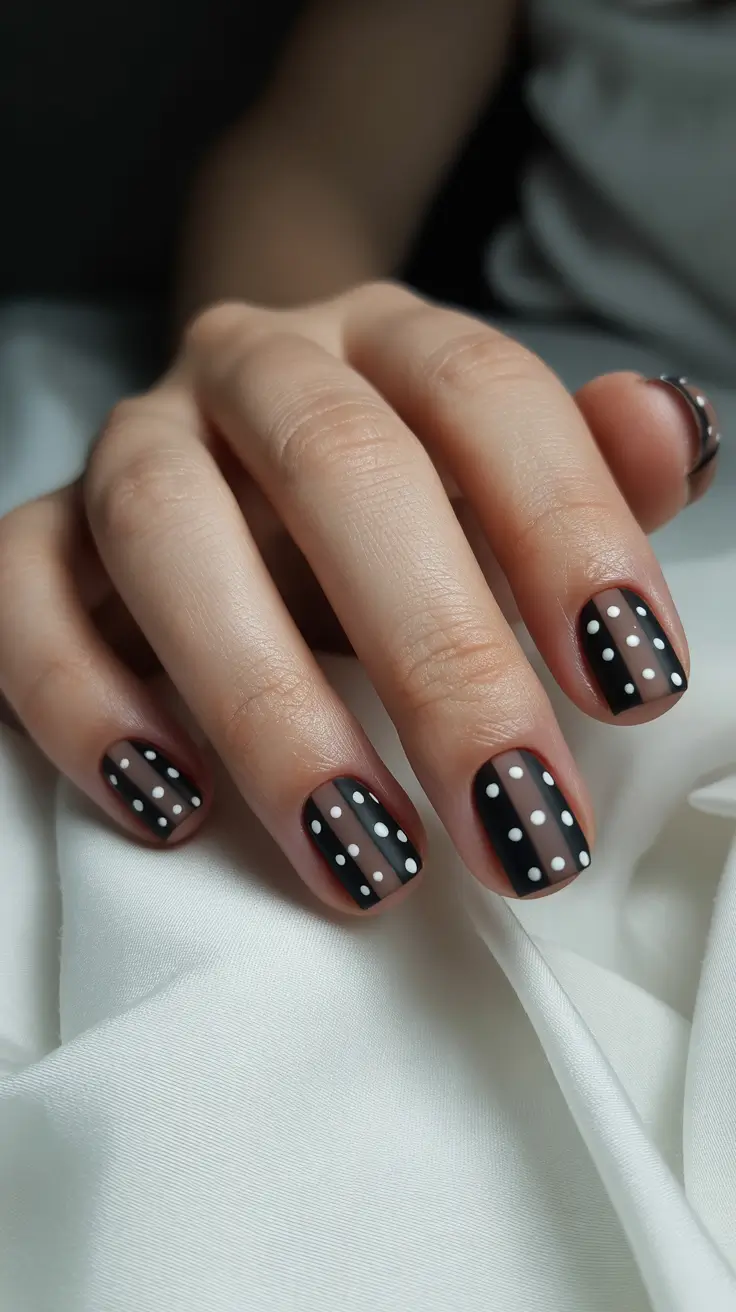 dark winter nail colors 2025 Modern Polka Noir