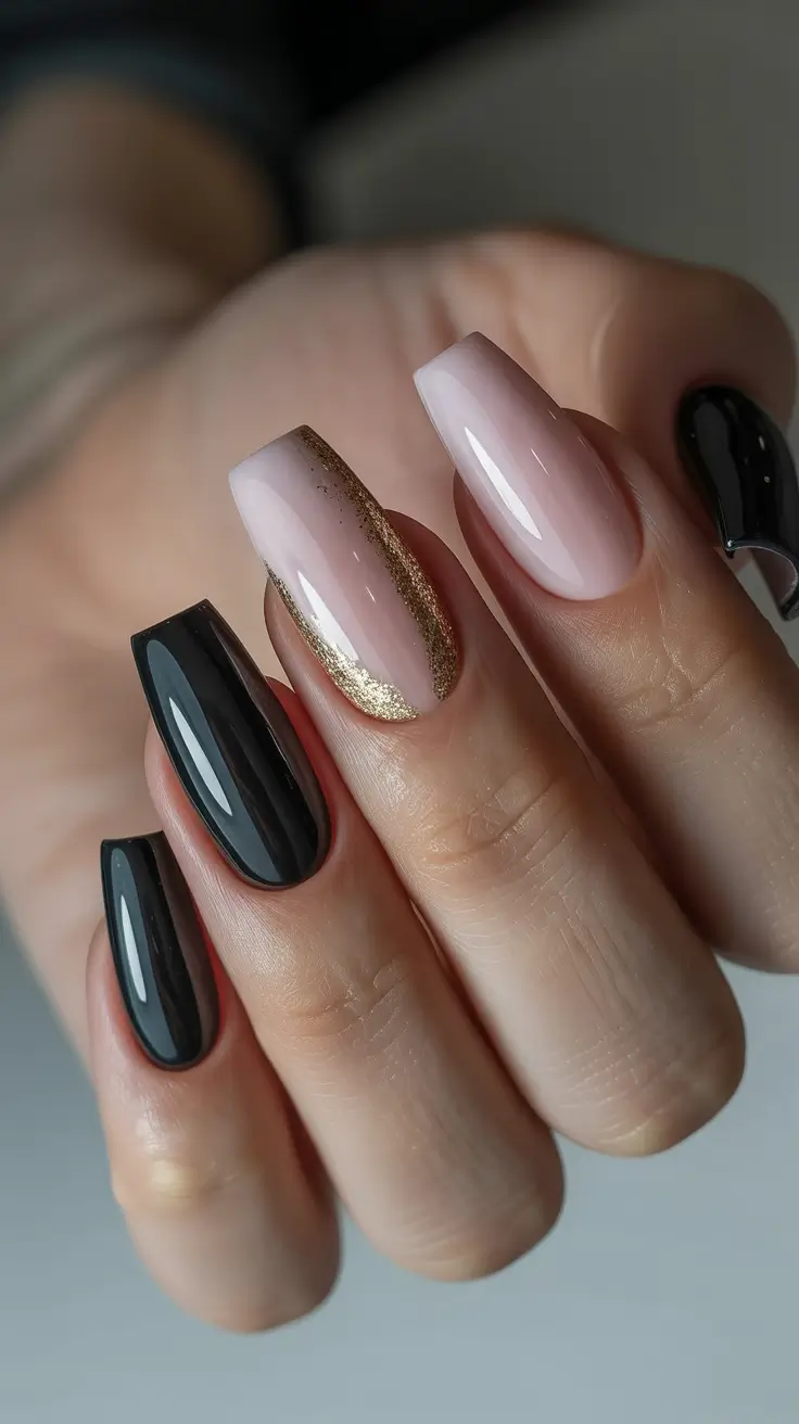 dark winter nail colors 2025 Golden Blush Contrast