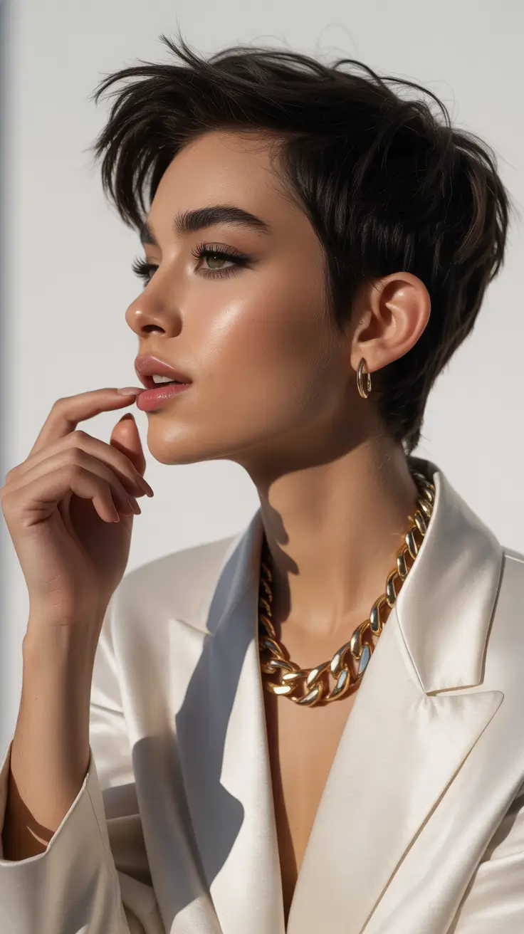Deep Winter Hair Colors Inspiration 2025-2026 Short Espresso Pixie