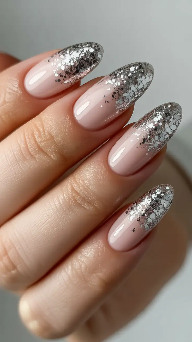 Fresh Cute Nail Inspiration Winter 2025-2026 Silver Stardust Fade