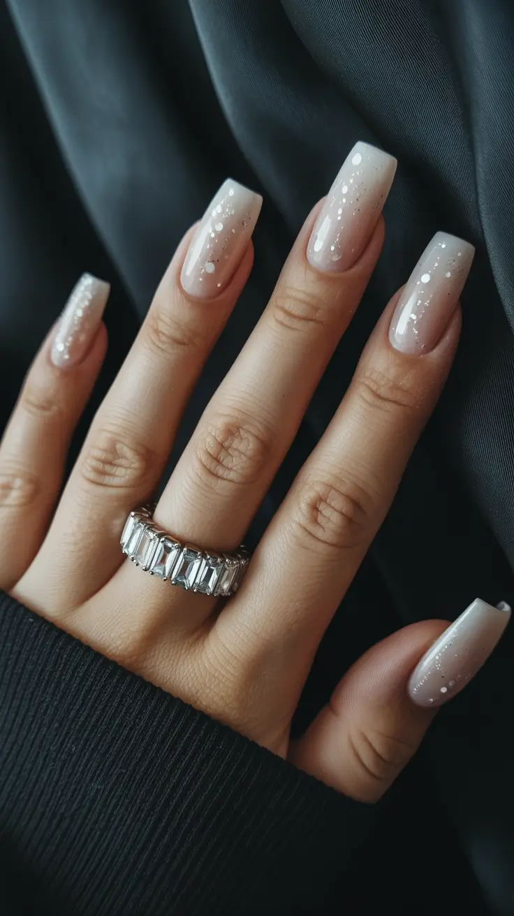 Fresh Cute Nail Inspiration Winter 2025-2026 Soft Snow Ombre