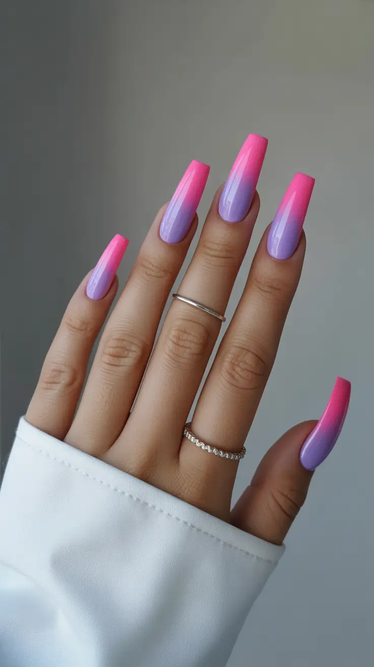 Fresh Cute Nail Inspiration Winter 2025-2026 Frosty Pink Sunset