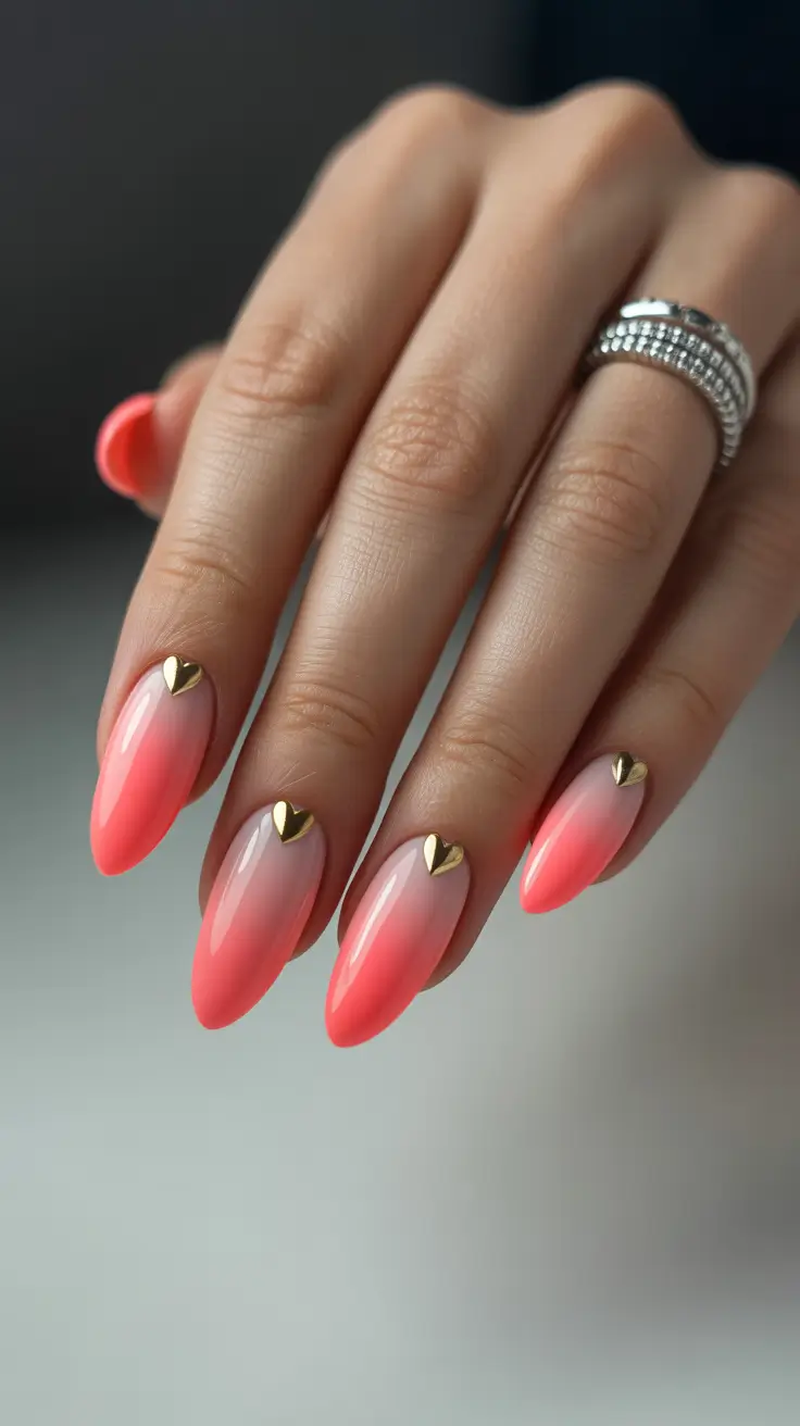 Fresh Cute Nail Inspiration Winter 2025-2026 Golden Heart Glow