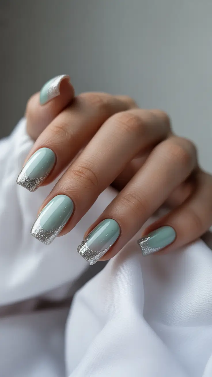 Fresh Cute Nail Inspiration Winter 2025-2026 Silver Frost French