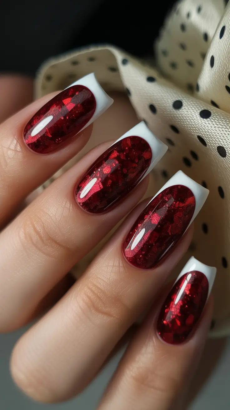 Fresh Cute Nail Inspiration Winter 2025-2026 Crimson Chic French