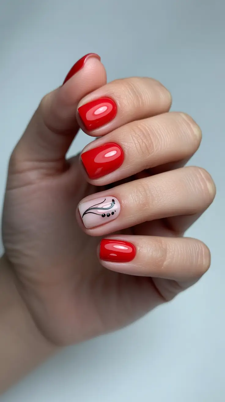 winter color nails short Petite Red Charm
