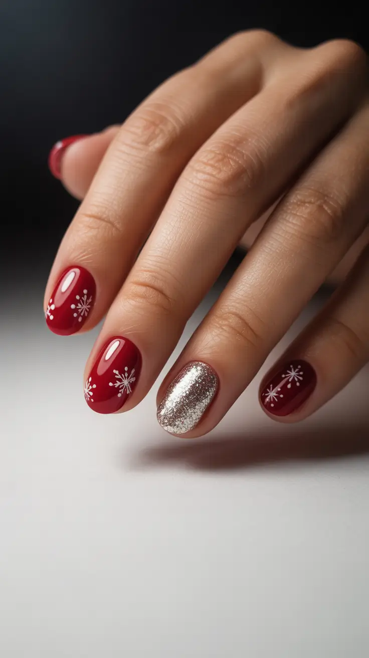 winter color nails acrylic simple Holiday Spark & Snowflakes