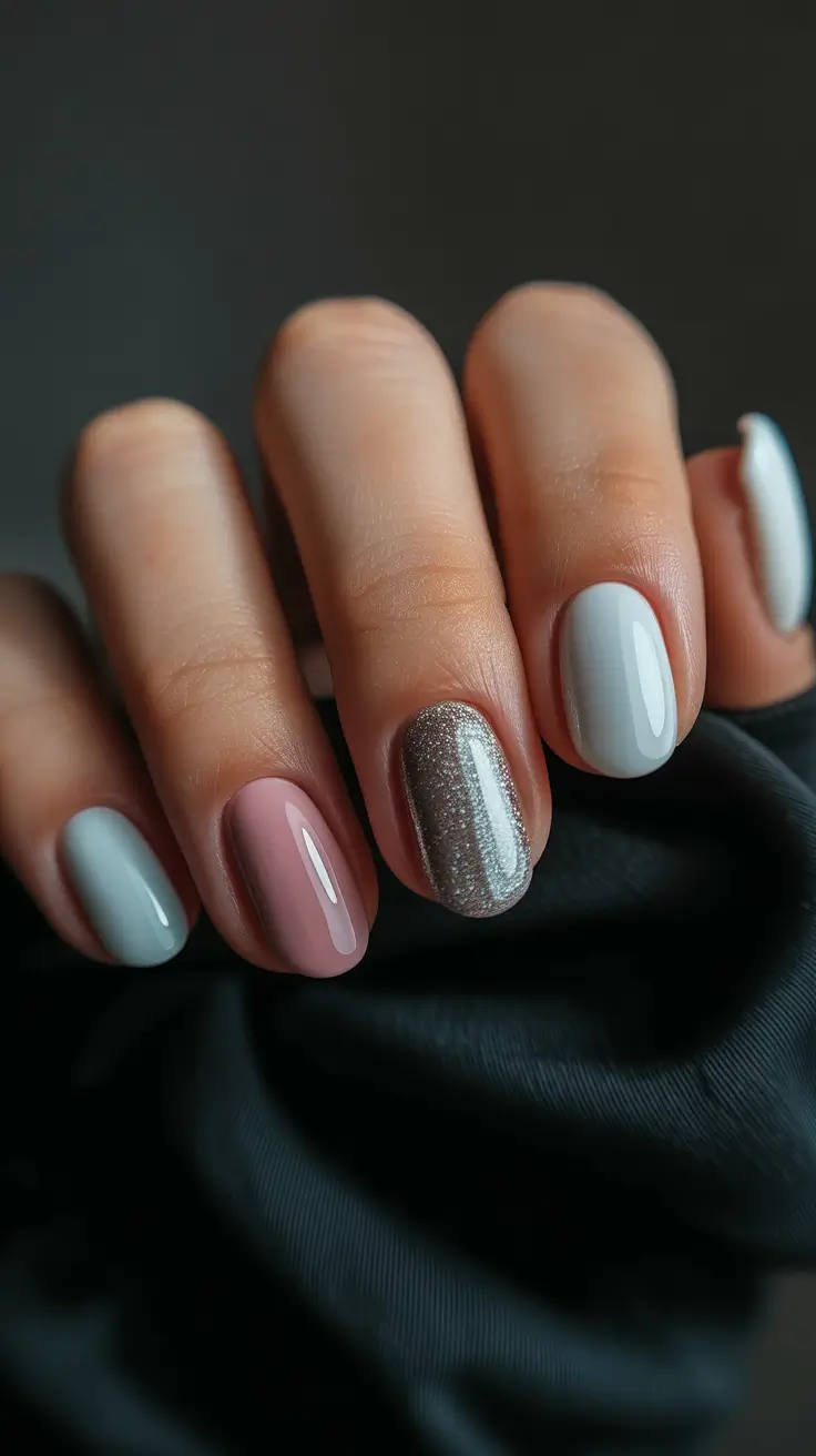 winter color nails dip Frosted Pastel Mix