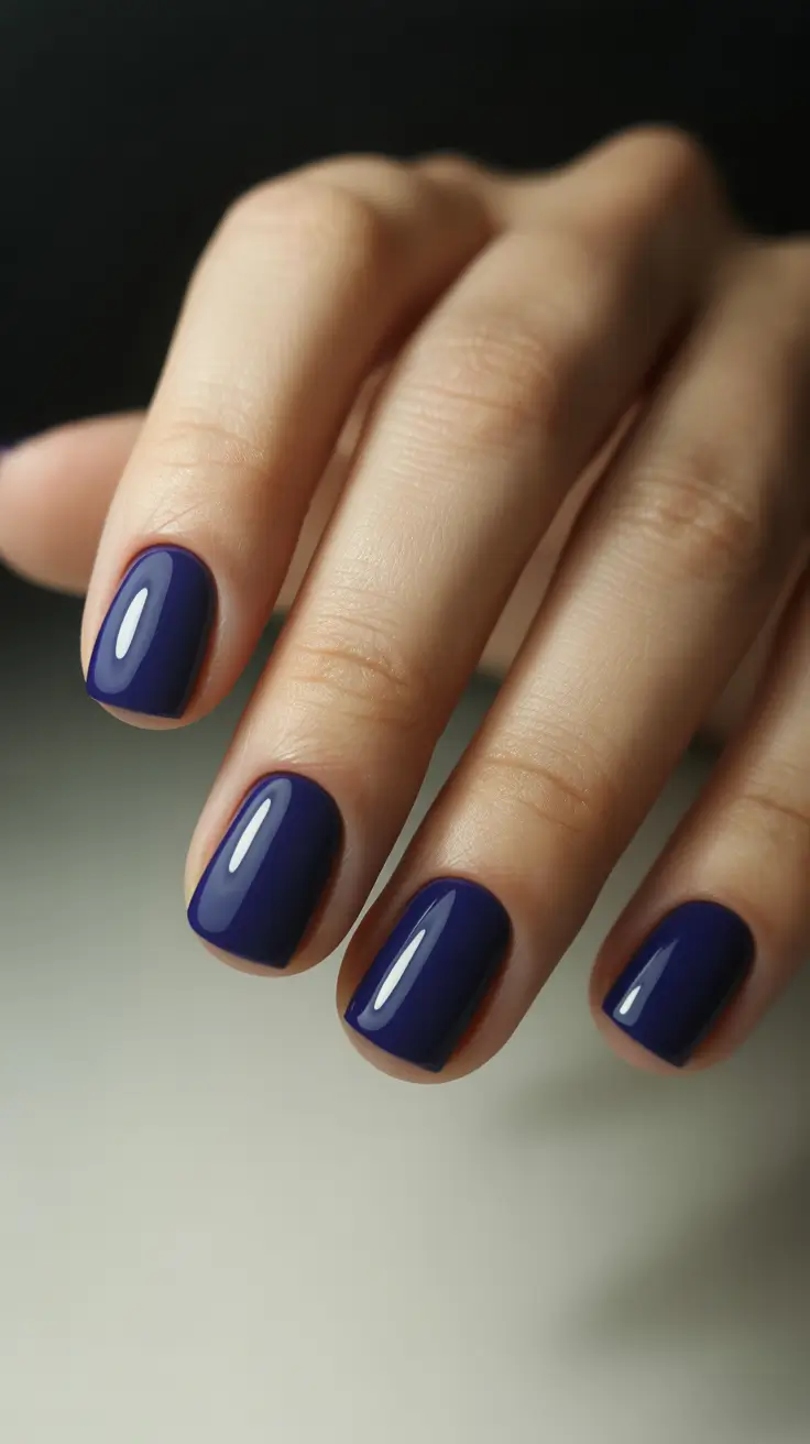 winter color nails short Deep Indigo Simplicity