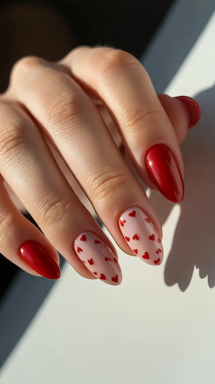 winter color nails gel Red Hearts & Love Notes