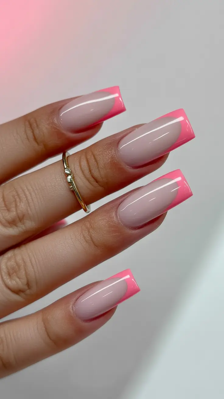 winter color nails acrylic simple Neon Frost French