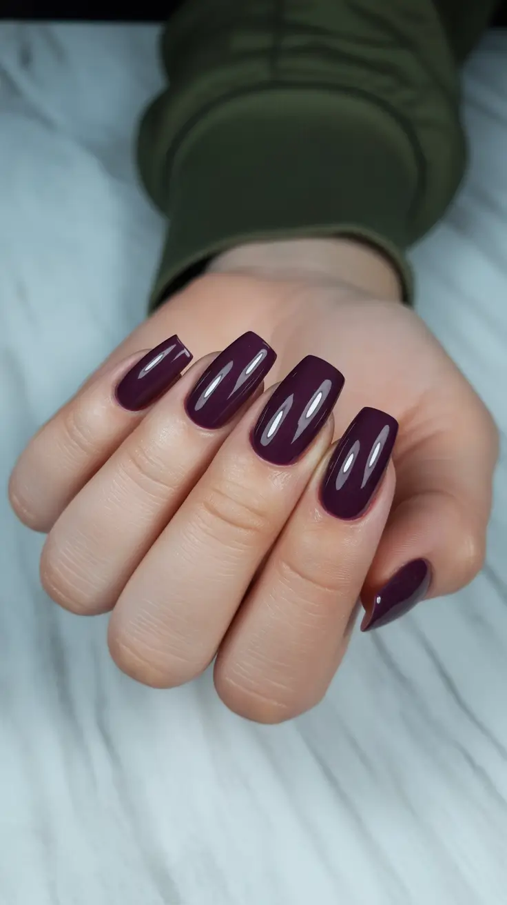 nails design winter colors 2025 Mulberry Glow