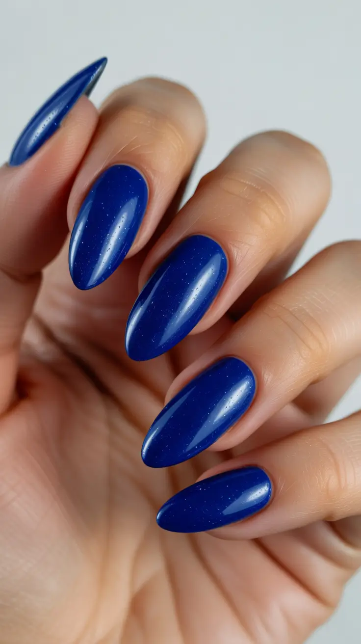 dark color nails design winter Midnight Sapphire Shine