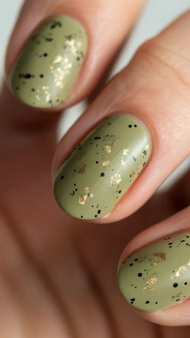 winter color design nails Golden Moss Chic