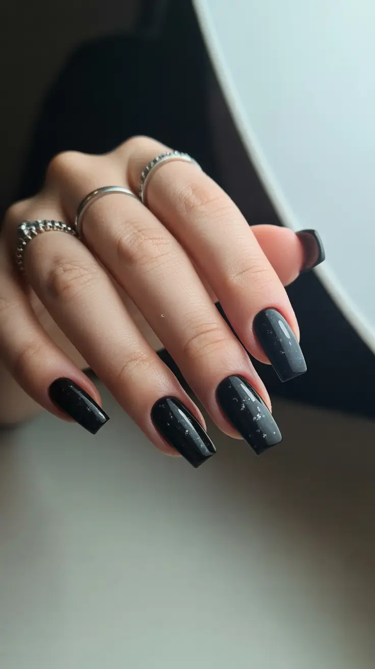 dark color nails design winter Black Ice Chic
