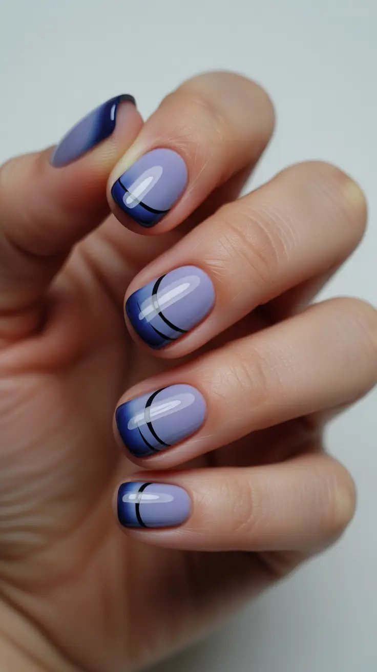 gel color nails design winter Lavender Lines and Lunar Moods