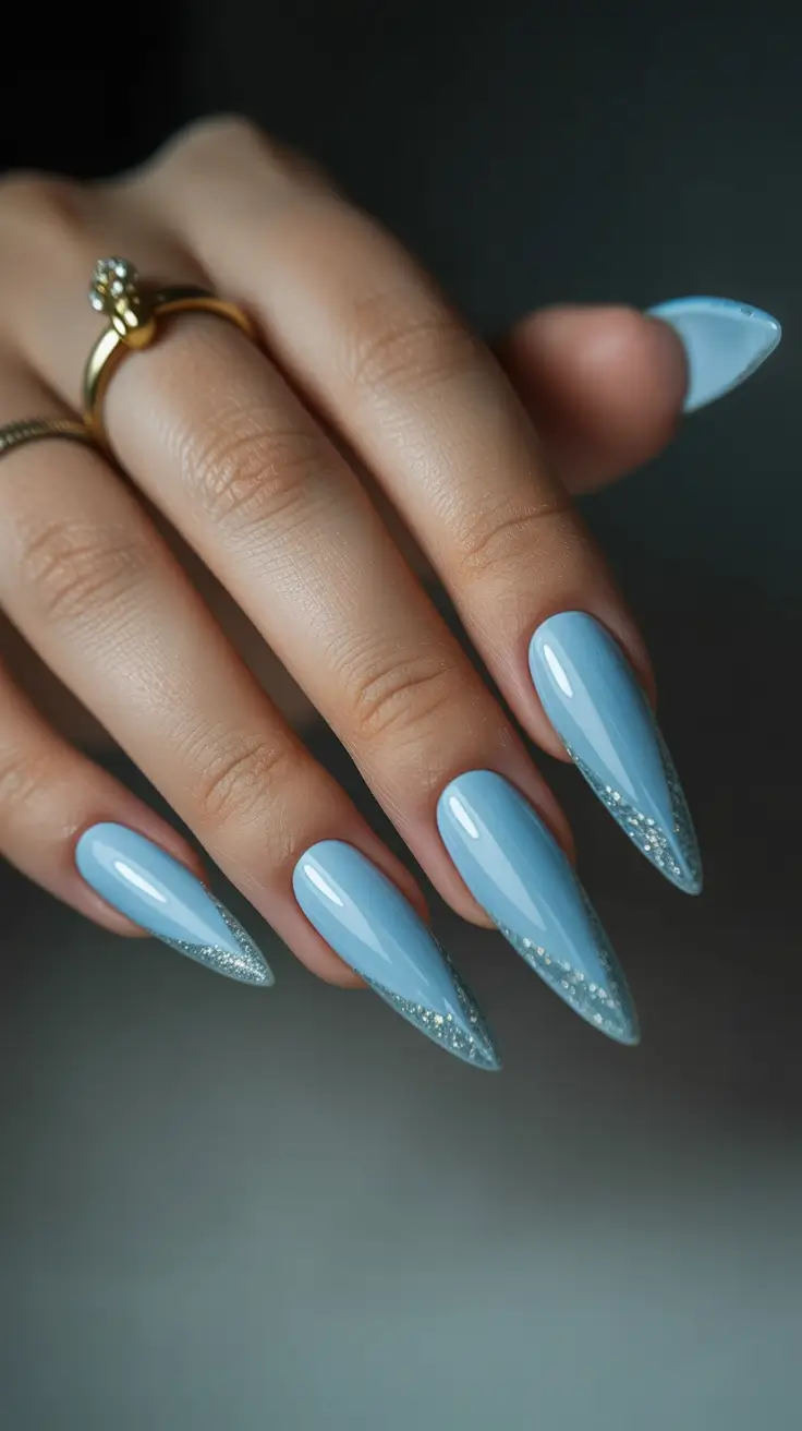 winter nails design and color Crystal Ice Tips