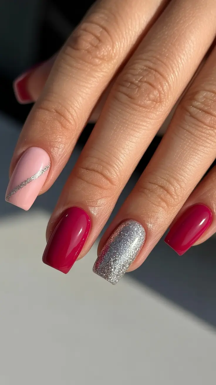 nails design winter colors 2025 Frosted Berry Mix