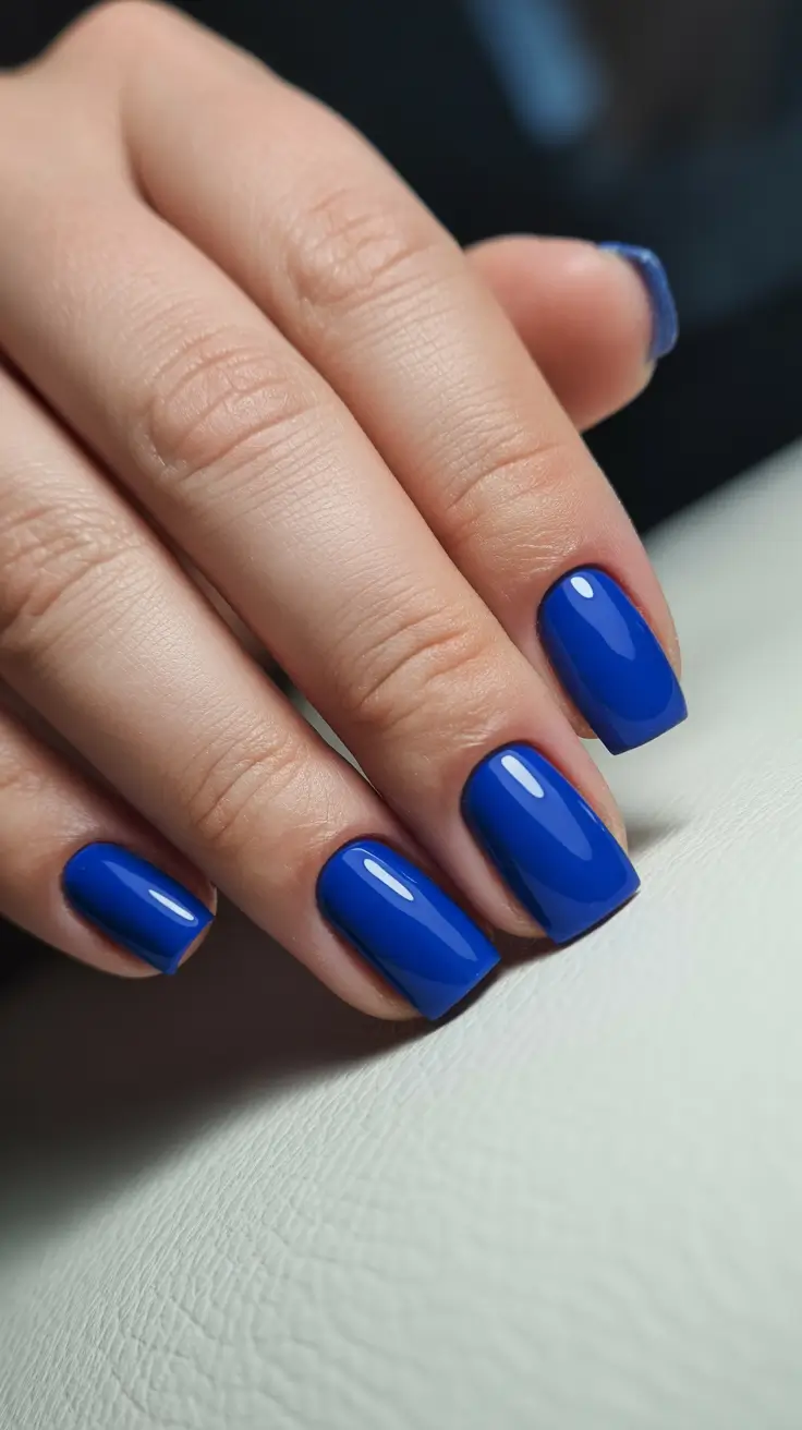 winter color nails with design Electric Cobalt Minimal