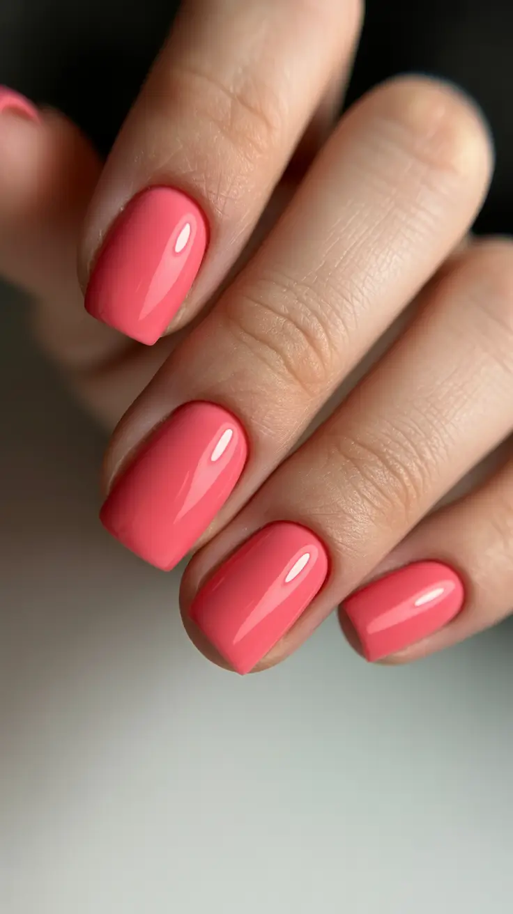 colorful nails design winter Peachy Coral Glow