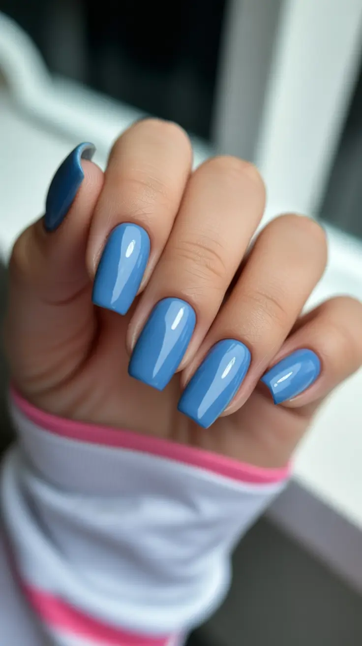 winter color nails no design Frosty Blue Calm