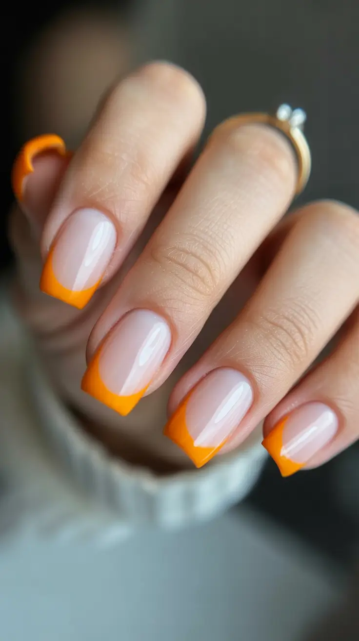 nails design winter colors Tangerine Twist French