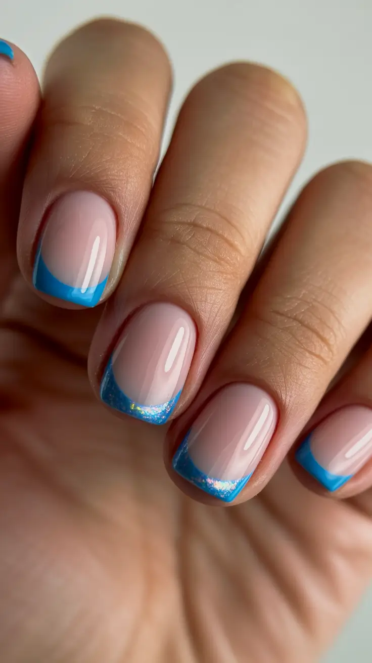 gel color nails design winter Arctic Spark French