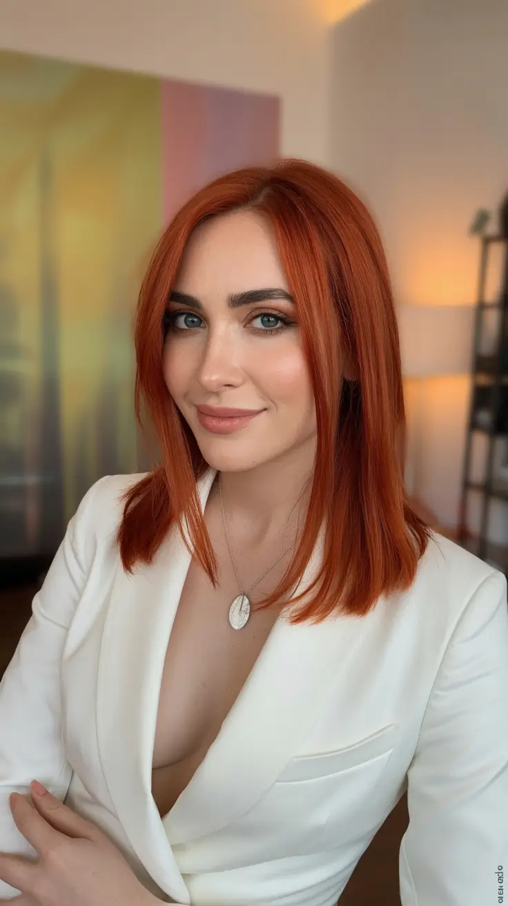winter hair colors auburn Copper Sleek Mid-Length