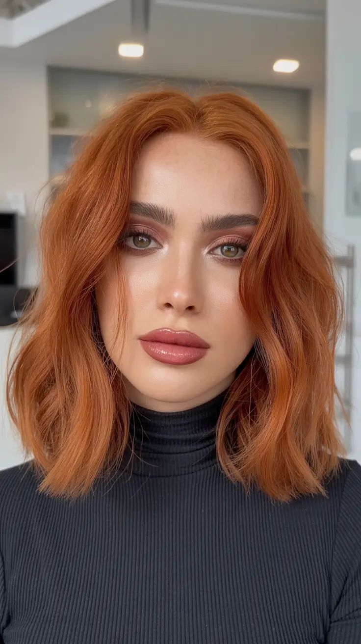 winter hair colors auburn Rusted Caramel Bob