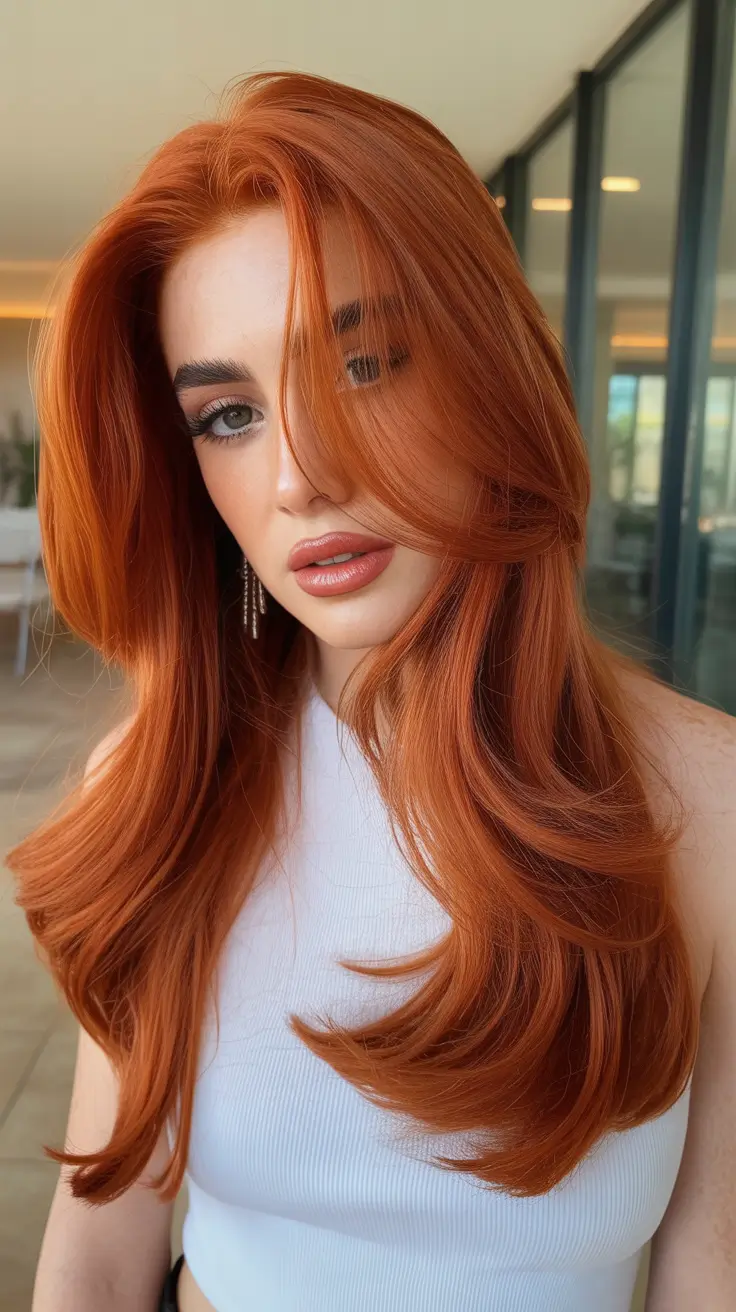 winter hair colors auburn Polished Copper Layers