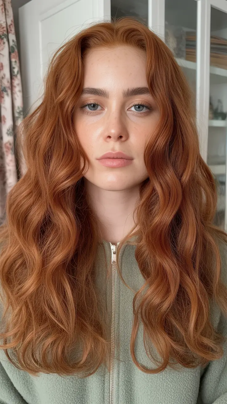 winter hair colors auburn Autumn Whisper Waves