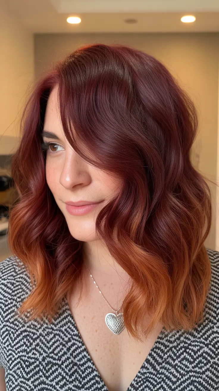 winter hair colors auburn Plum-Copper Ombre