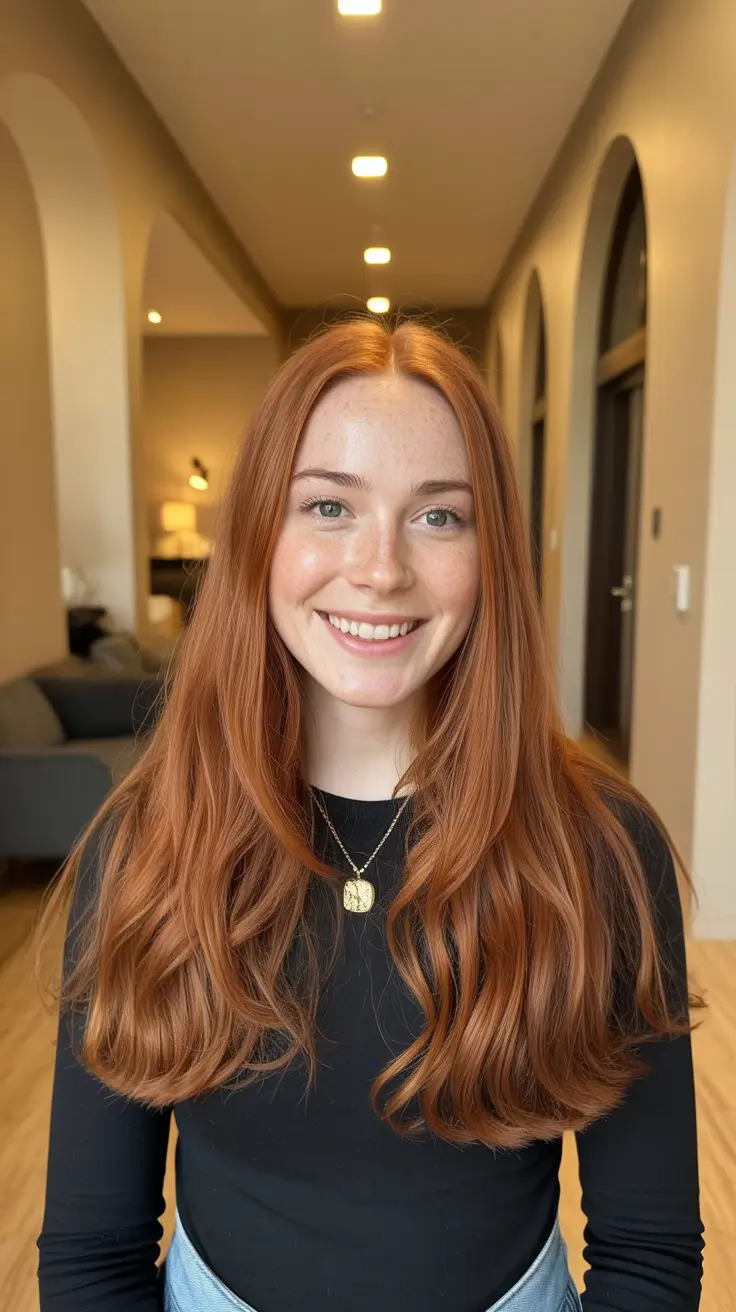 winter hair colors auburn Soft Auburn Shine