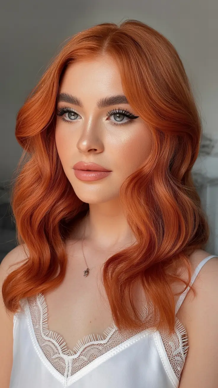 winter hair colors auburn Tangerine Glow Curls