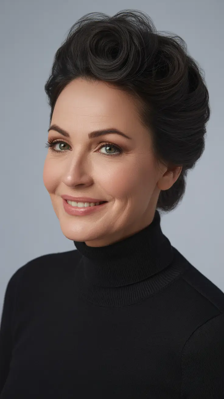 Hair Color & Winter Hairstyles for Women Over 40 2025-2026 Elegant Sculpted Updo