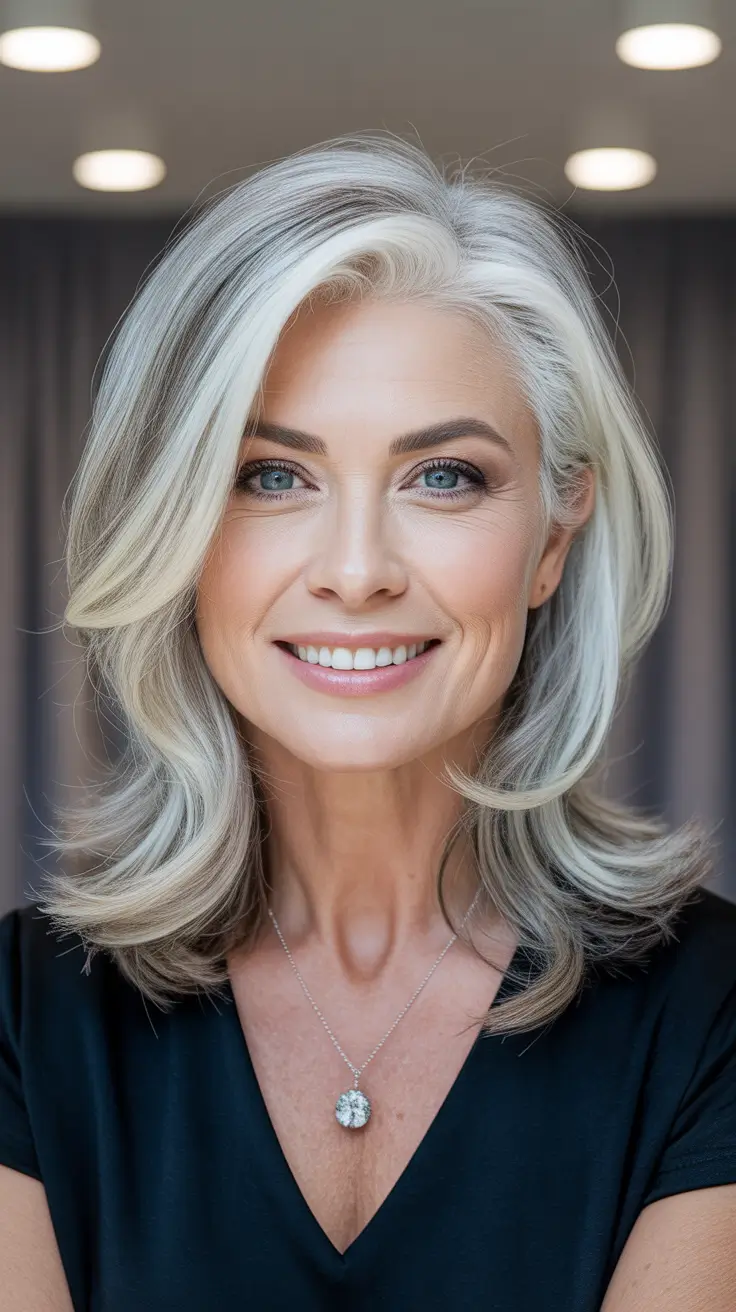 Hair Color & Winter Hairstyles for Women Over 40 2025-2026 Chic Silver Layers