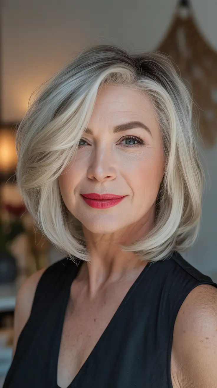 Hair Color & Winter Hairstyles for Women Over 50 2025-2026 Frosted Bob