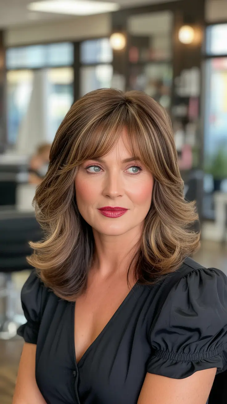 Hair Color & Winter Hairstyles for Women Over 50 2025-2026 Layered with Bangs