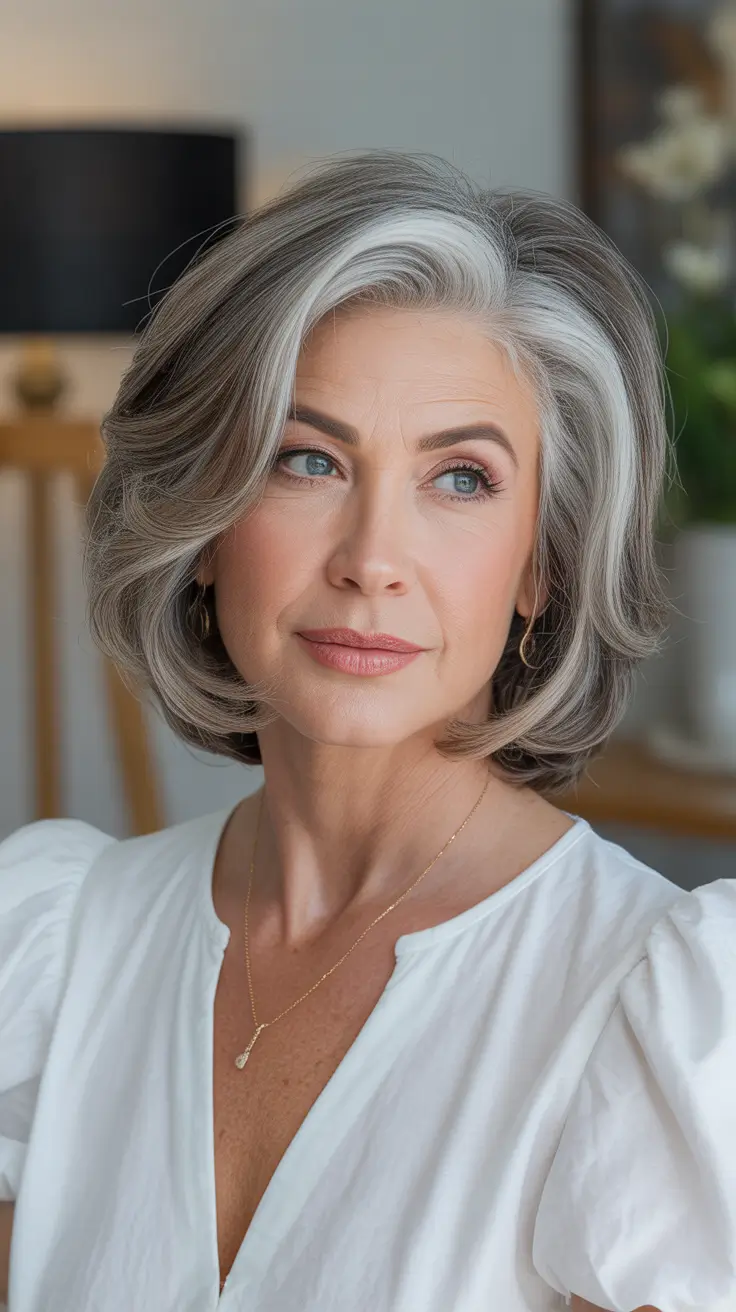 Hair Color & Winter Hairstyles for Women Over 50 2025-2026 Silver Bob