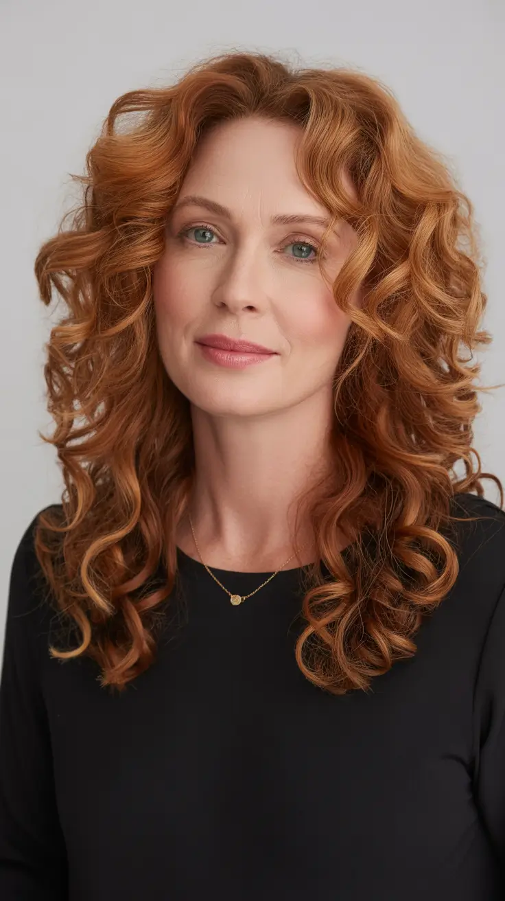 Hair Color & Winter Hairstyles for Women Over 50 2025-2026 Red Curls