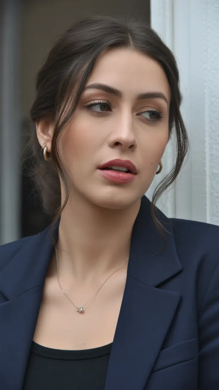 winter-haircuts-medium-round-faces-Low-Bun