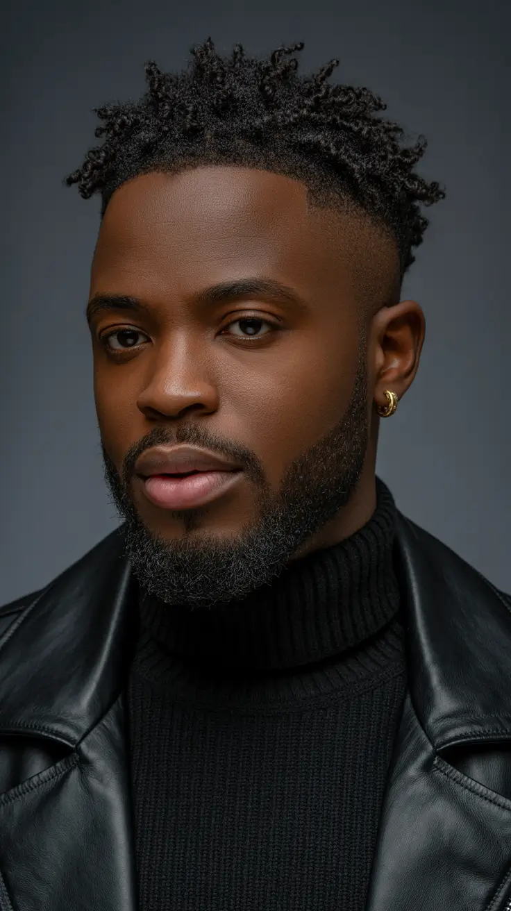 winter-haircuts-black-men-Textured-Twist-Fade