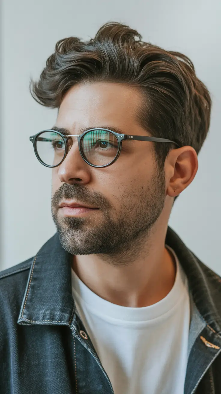 winter-men's-haircuts-Modern-Wave-with-Glasses
