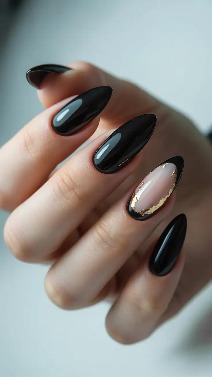 Modern Dark Nail Inspo Winter 2025–2026 Golden Eclipse
