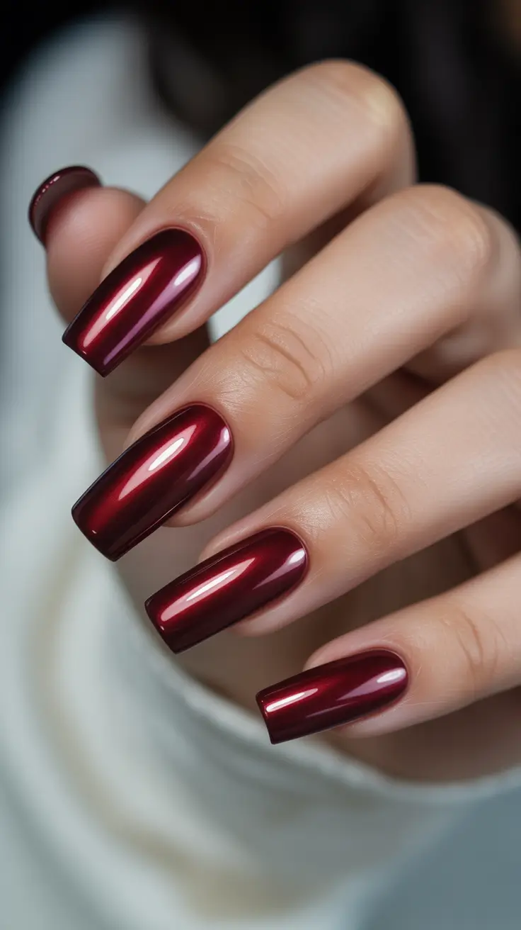 Modern Dark Nail Inspo Winter 2025–2026 Crimson Reflection