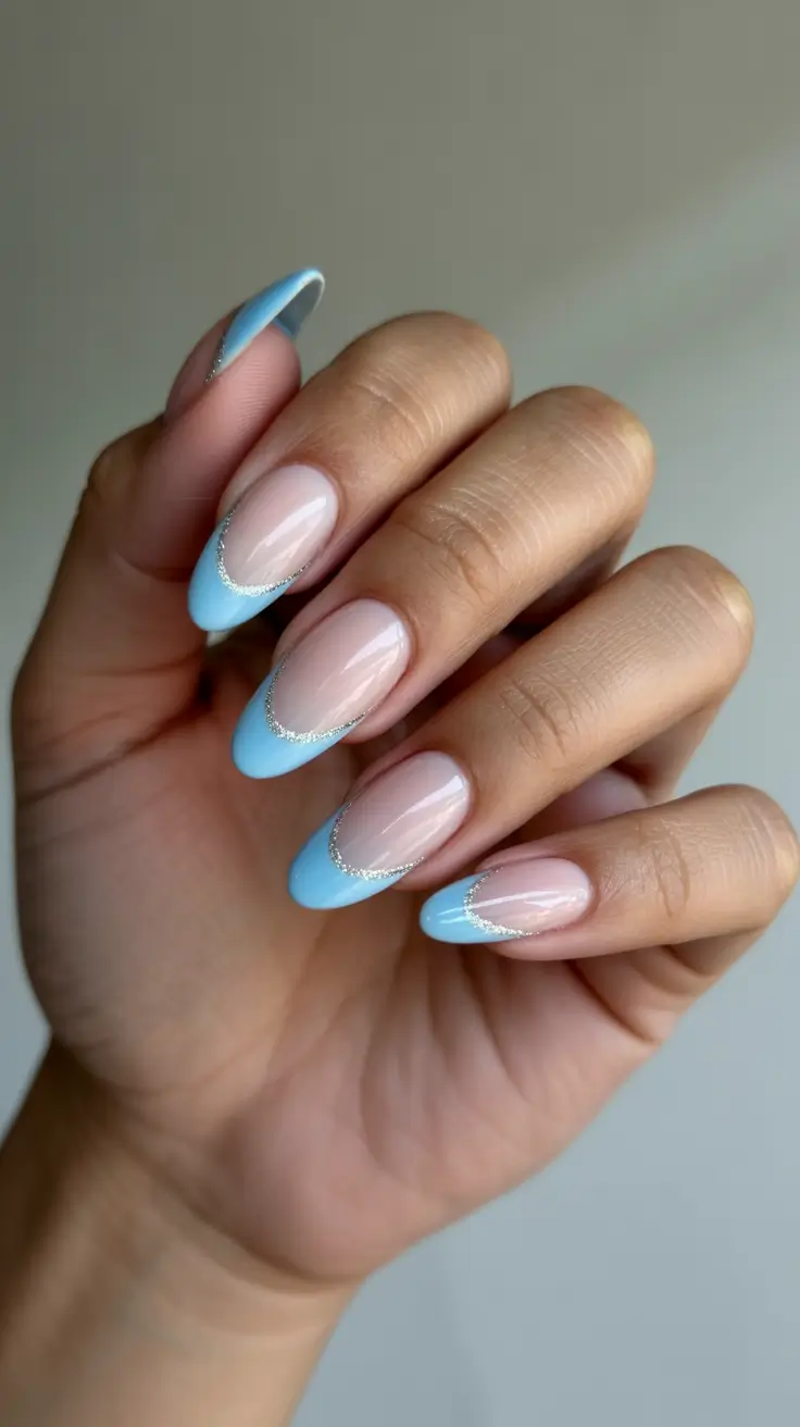 neutral winter nails gel short Skyline Frost Tips