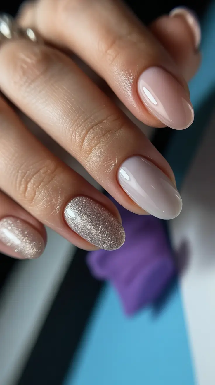 neutral winter nails gel short Champagne Glaze