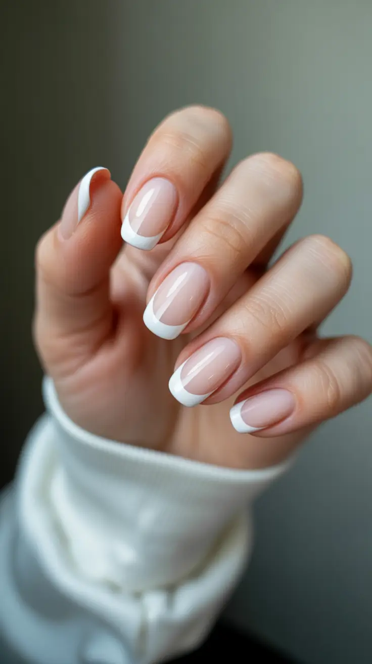 neutral winter nails acrylic short Frost-Tipped Classic